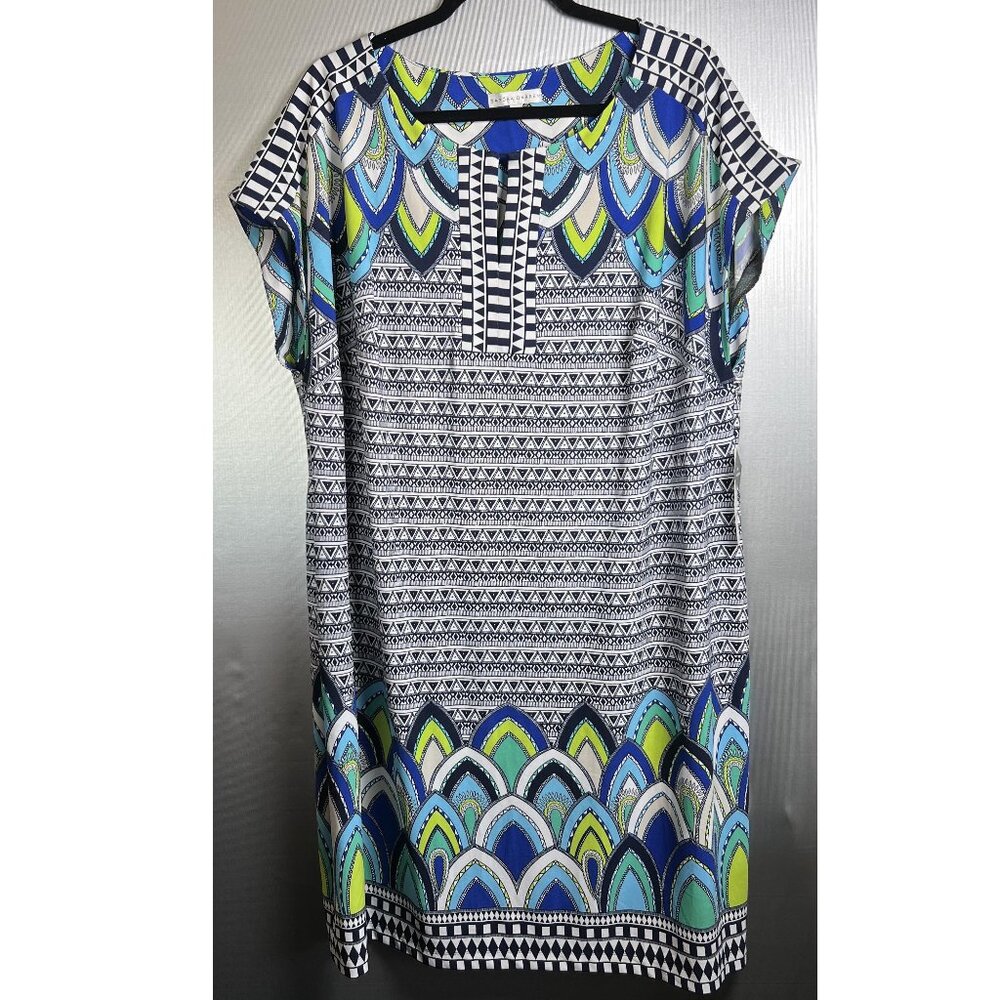 New Sandra Darren Print Navy Shift Dress Size 18W